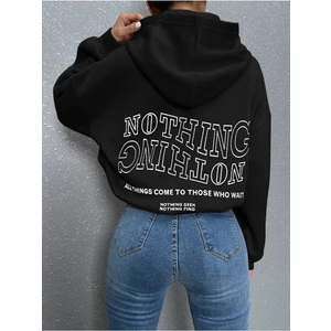 Kadın Ters Düz Nothing Baskılı Oversize Sweatshirt