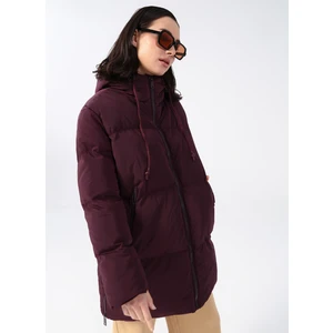 Kapüşonlu  Oversize  Mürdüm Kadın Mont BASE