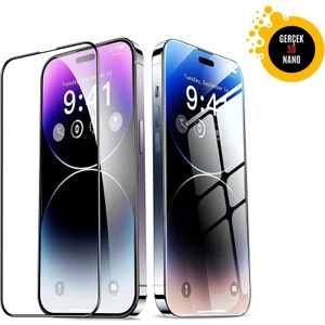 Apple iPhone 14 Pro Uyumlu Gerçek Nano 5d Tam Kaplayan Ekran Koruyucu Kırılmaz Cam