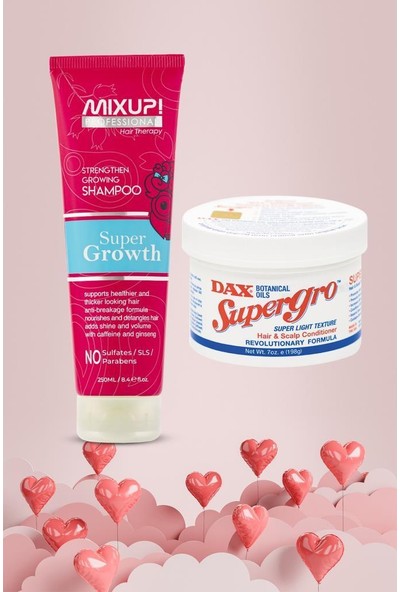 Dax Supergro Yavaş Uzayan Saçlara Özel Saç Bakım Yağı 198 gr + Mixup Super Growth Yavaş Uzayan Saçlara Özel Şampuan 250 ml