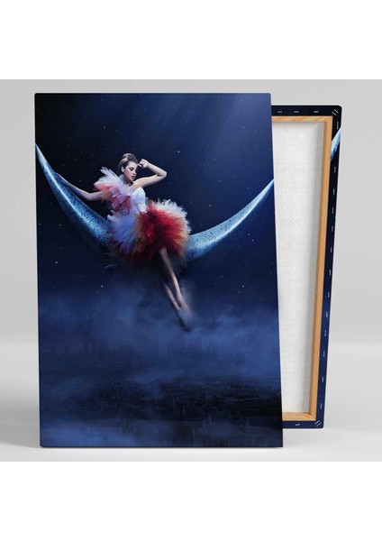 Ayda Oturan Kadın Şehir City Manzara Bulut Sis Kanvas Tablo fiyatları