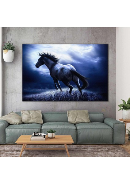 Ay Işığı Altında Koşan At Asalet Kanvas Tablo