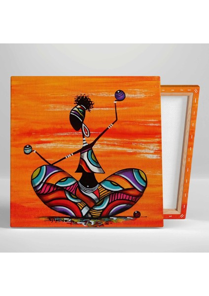 Yağlı Boya Efektli Oturan Afrikalı Kadın Soyut Sanat Kanvas Tablo fiyatları