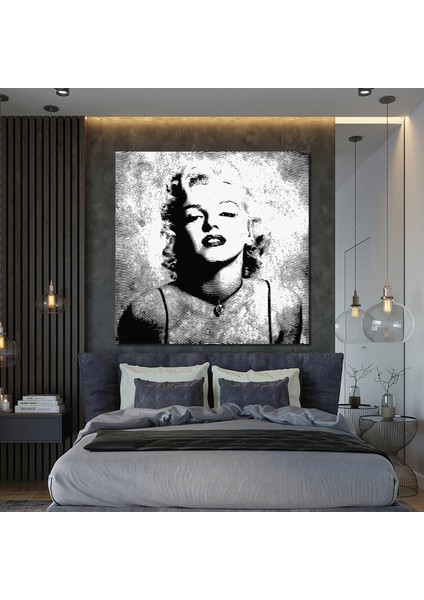 Marilyn Monroe Siyah Beyaz Art Nostalji Dekoratif Kanvas Tablo