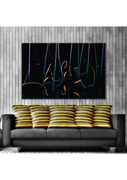 Gece Parlayan Işıklar Neon Dekoratif Modern Kanvas Tablo