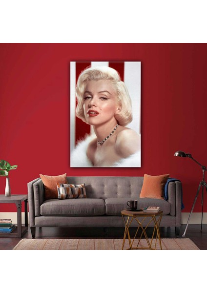 Kırmızı Rujlu Marilyn Monroe Kanvas Tablo