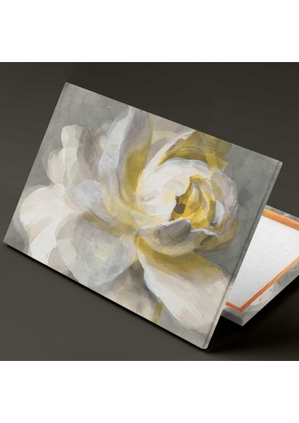 Beyaz Sarı Dekoratif Çiçek Modern Pastel Renkler Kanvas Tablo