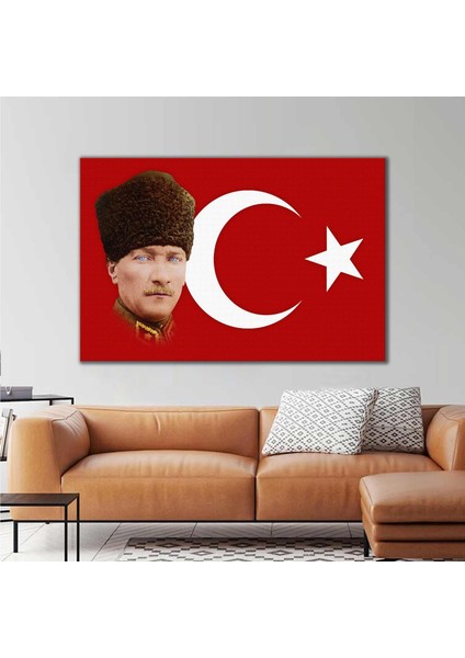 Mustafa Kemal Atatürk Türk Bayrağı Kanvas Tablo