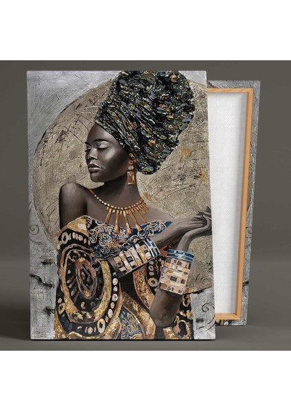 Afrikalı Kadın Kolye Makyaj Takı Soyut Art Afro African Woman Kanvas Tablo