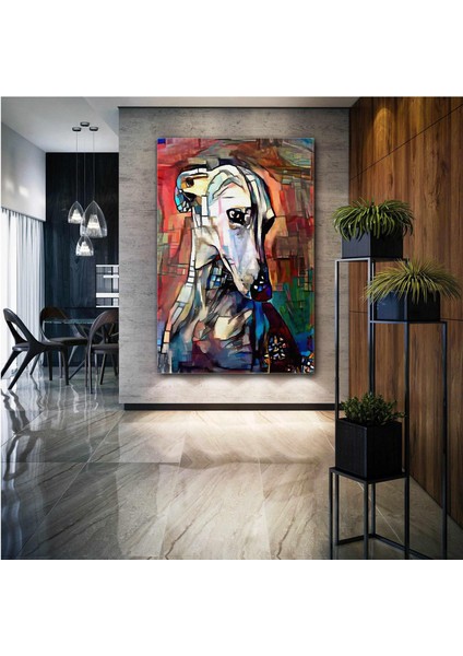 Beyaz Köpek Art Hayvan Dekoratif Modern Sanat Kanvas Tablo