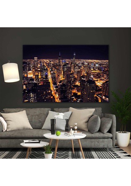 Gece Şehir Işıkları Manzara City Night Kanvas Tablo