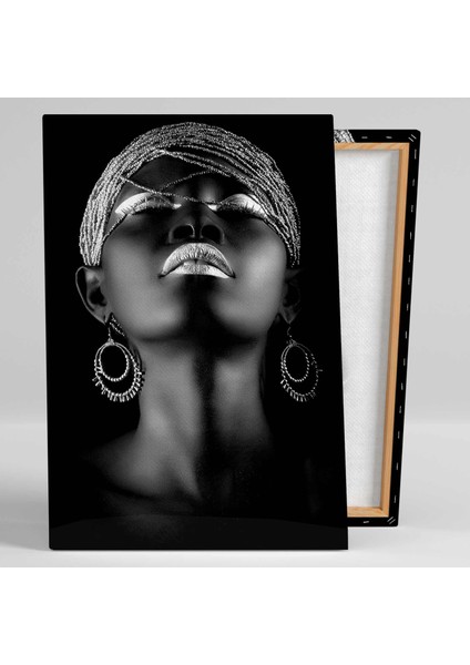 Afrikalı Siyahi Zenci Gümüş Küpeli Kadın African Woman Kanvas Tablo fiyatları