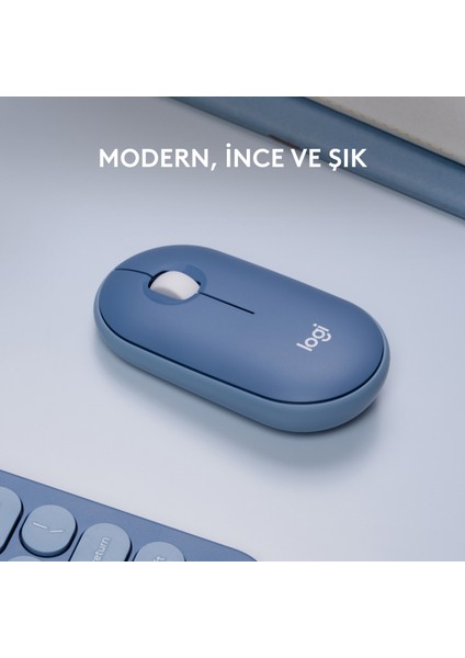 M350 Pebble Mac Için Sessiz Kablosuz Kompakt Mouse - Uzay Mavisi