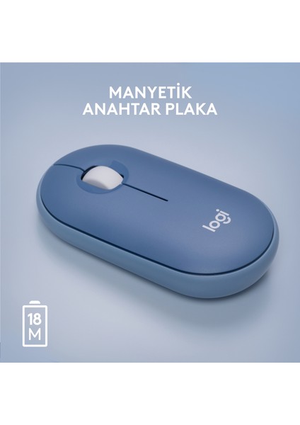 M350 Pebble Mac Için Sessiz Kablosuz Kompakt Mouse - Uzay Mavisi
