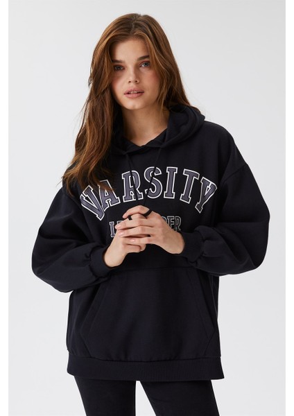 Carla Kadın Kapüşonlu Sweatshirt Siyah