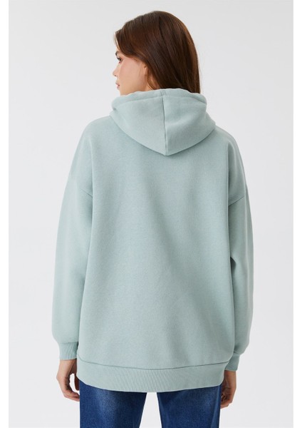 Ella Kadın Kapüşonlu Sweatshirt Mint modelleri