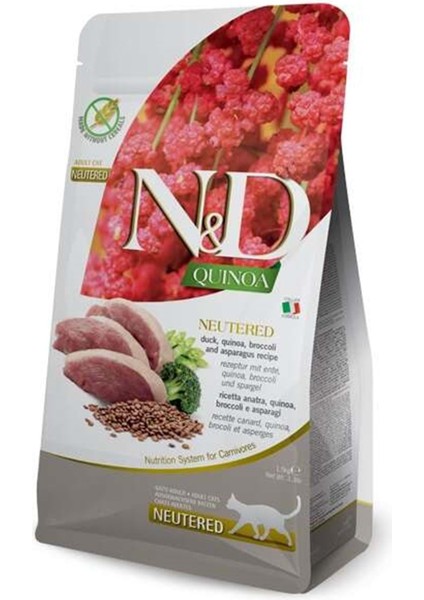 Quinoa Neutered Ördek Kinoa Aromalı Kısırlaştırılmış Kedi Maması 1,5 kg