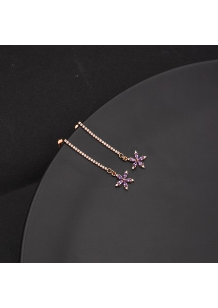 925 Ayar Gümüş Ametist Nergis Çiçeği Su Yolu Küpe fiyatları