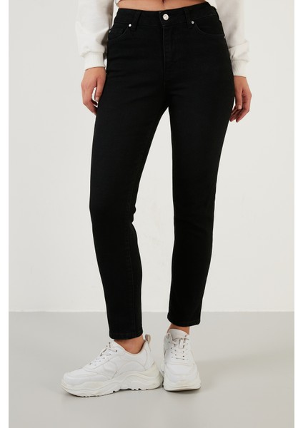 Pamuklu Slim Fit Yüksek Bel Dar Paça Jeans Bayan Kot Pantolon 639LOREN