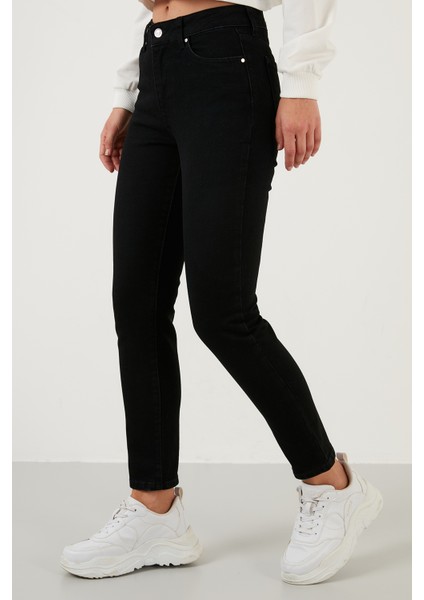 Pamuklu Slim Fit Yüksek Bel Dar Paça Jeans Bayan Kot Pantolon 639LOREN