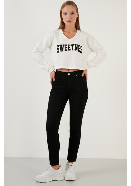 Pamuklu Slim Fit Yüksek Bel Dar Paça Jeans Bayan Kot Pantolon 639LOREN