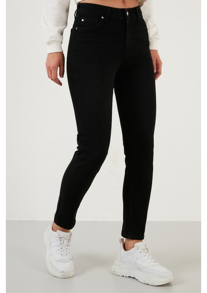 Pamuklu Slim Fit Yüksek Bel Dar Paça Jeans Bayan Kot Pantolon 639LOREN