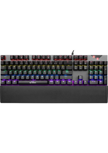 Kb-Mk7 Gri USB Bilek Destekli Mekanik Klavye Q Blue Switch Gaming Oyuncu Klavyesi