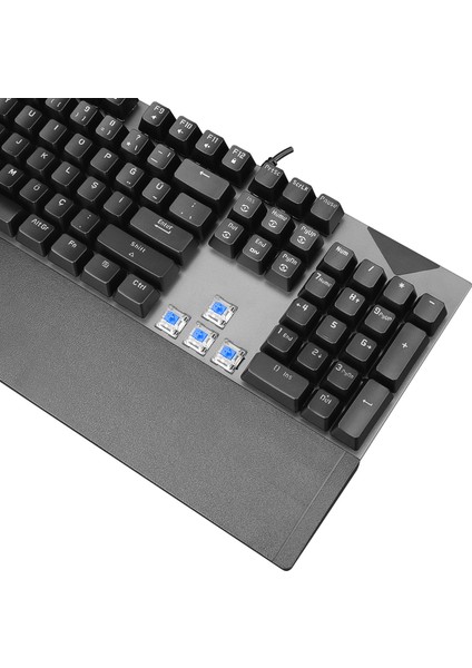 Kb-Mk7 Gri USB Bilek Destekli Mekanik Klavye Q Blue Switch Gaming Oyuncu Klavyesi