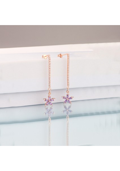 925 Ayar Gümüş Ametist Nergis Çiçeği Su Yolu Küpe fiyatları