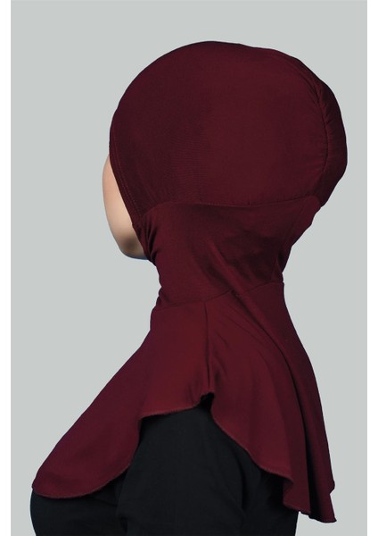 Kadın Tesettür Pratik Boyunluklu Hijab - Sporcu Bone - Bordo