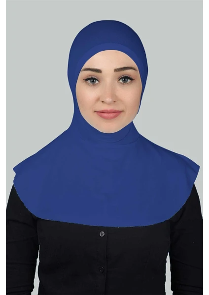 Kadın Tesettür Pratik Boyunluklu Hijab - Sporcu Bone - Mavi