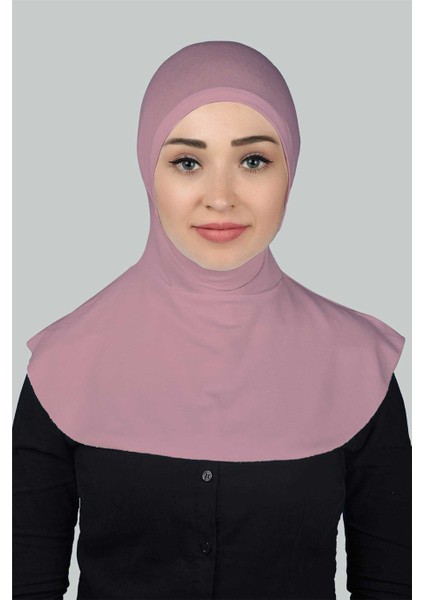 Kadın Tesettür Pratik Boyunluklu Hijab - Sporcu Bone - Koyu Pembe