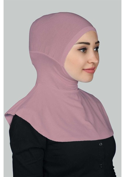 Kadın Tesettür Pratik Boyunluklu Hijab - Sporcu Bone - Koyu Pembe