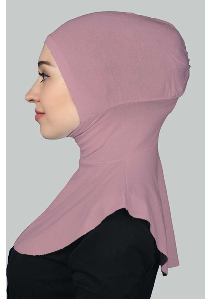 Kadın Tesettür Pratik Boyunluklu Hijab - Sporcu Bone - Koyu Pembe