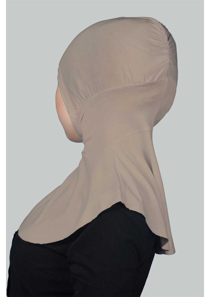 Kadın Tesettür Pratik Boyunluklu Hijab - Sporcu Bone - Açık Vizon