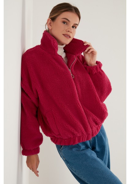 Oversize Fermuarlı Yumuşak Tüylü Kürk Mont Bayan Kürk 42190017