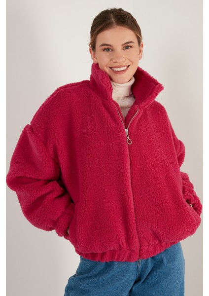Oversize Fermuarlı Yumuşak Tüylü Kürk Mont Bayan Kürk 42190017