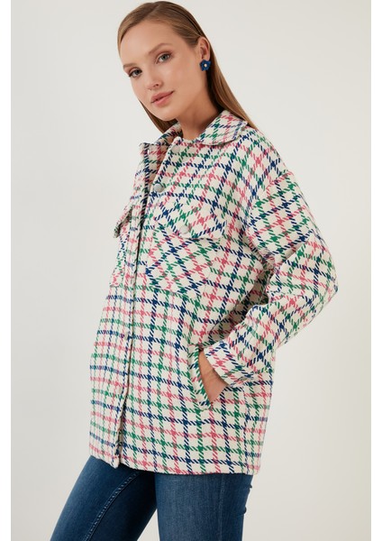 Kareli Regular Fit Düğmeli Gömlek Ceket Bayan Gömlek Ceket 42190497 modelleri