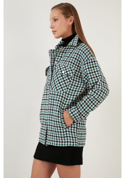 Kareli Regular Fit Düğmeli Gömlek Ceket Bayan Gömlek Ceket 42190497
