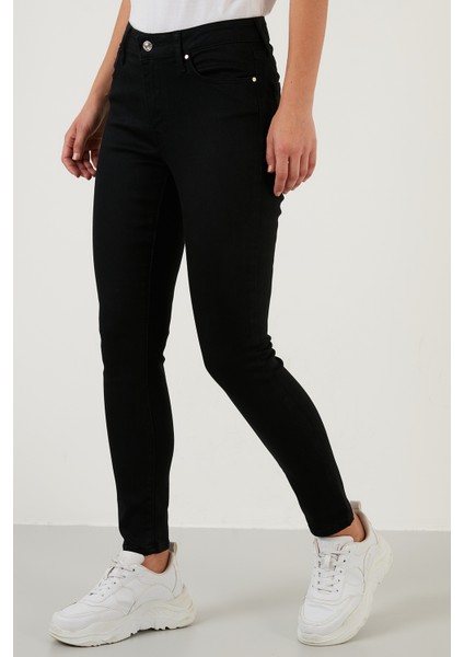Pamuklu Slim Fit Yüksel Bel Dar Paça Jeans Bayan Kot Pantolon 639CHEERY