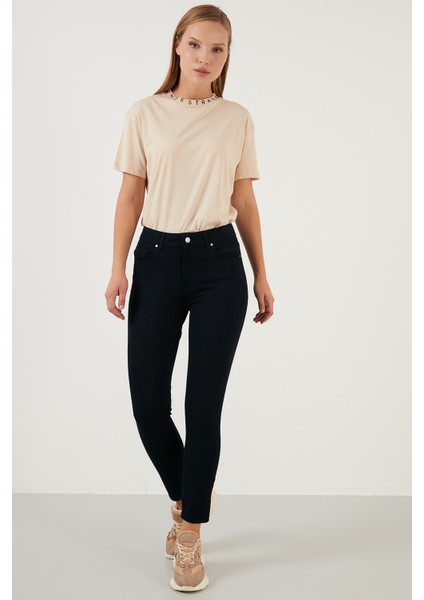 Pamuklu Slim Fit Yüksel Bel Dar Paça Jeans Bayan Kot Pantolon 639CHEERY