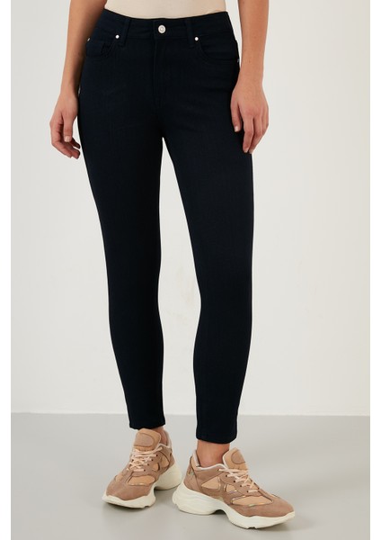 Pamuklu Slim Fit Yüksel Bel Dar Paça Jeans Bayan Kot Pantolon 639CHEERY