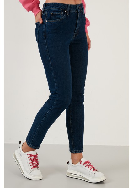 Pamuklu Slim Fit Yüksek Bel Dar Paça Jeans Bayan Kot Pantolon 639LOREN