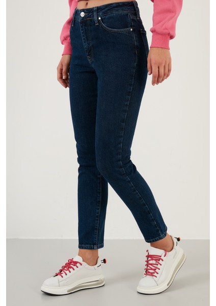 Pamuklu Slim Fit Yüksek Bel Dar Paça Jeans Bayan Kot Pantolon 639LOREN