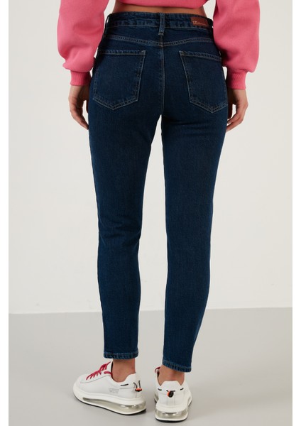 Pamuklu Slim Fit Yüksek Bel Dar Paça Jeans Bayan Kot Pantolon 639LOREN