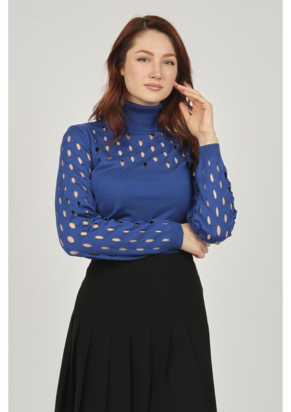 Kadın Yırtıklı Balıkçı Yaka Kazak 3081726 Saks fiyatları