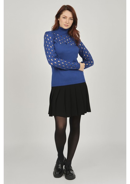 Kadın Yırtıklı Balıkçı Yaka Kazak 3081726 Saks fırsatları