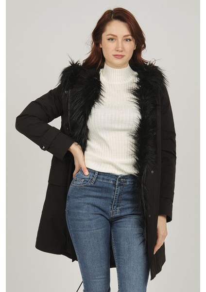 Kadın Kapüşonlu Kaban 4223132 Siyah