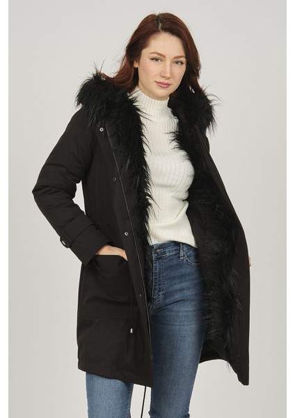 Kadın Kapüşonlu Kaban 4223132 Siyah fiyatları