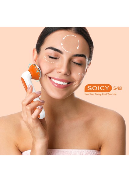 S40 Ice Massage Roller Soğuk Buz Masaj Roller Tam Tur Dönebilen Metal Başlık - Çift Başlıklı Turuncu